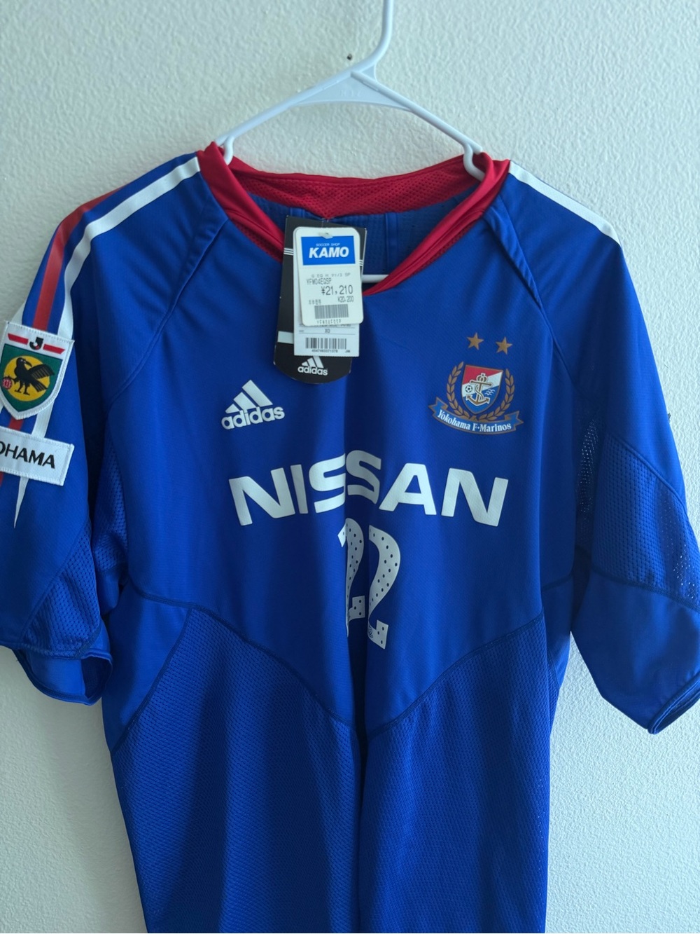 Adidas men Blue Yokohama F. Marinos Soccer Jersey XO NWT